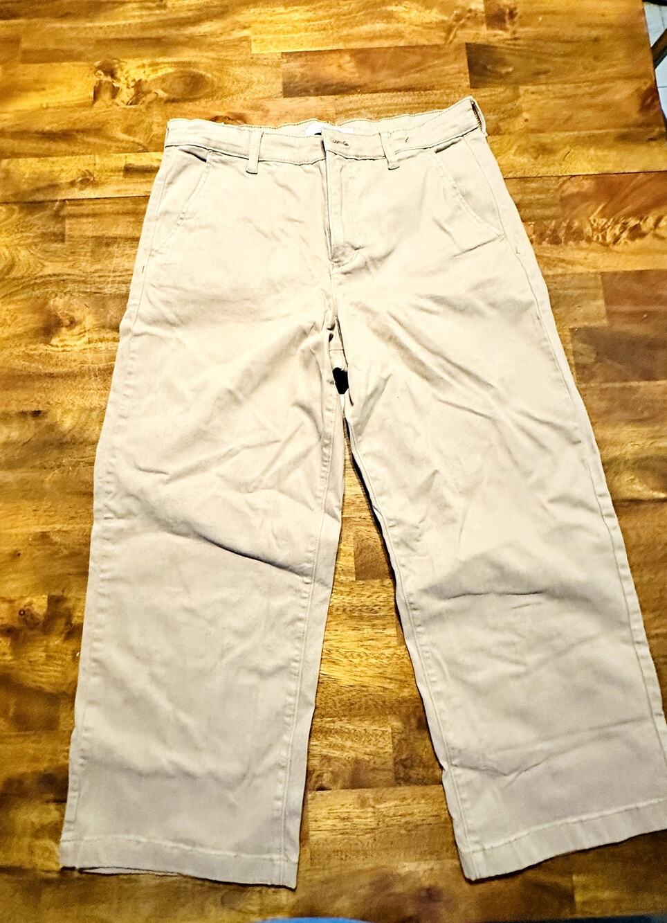 Ella Moss Pants Womens Wide Leg Crop 12 Zipper 96% Cotton 2% Spandex Brown